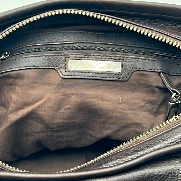 Kenneth Cole New York Leather Tote Brown Slouchy Medium Bag 11x10x8 Work Travel - Picture 8 of 16